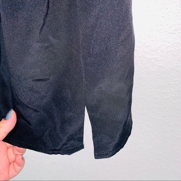 Carmen Marc Valvo Silk Beaded Sleeveless Blouse Bib Black Size 10 - Picture 5 of 8